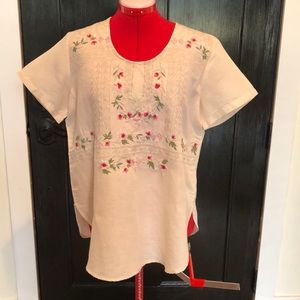 Pink & Cream Embroidered Top, small, Kyla Sro